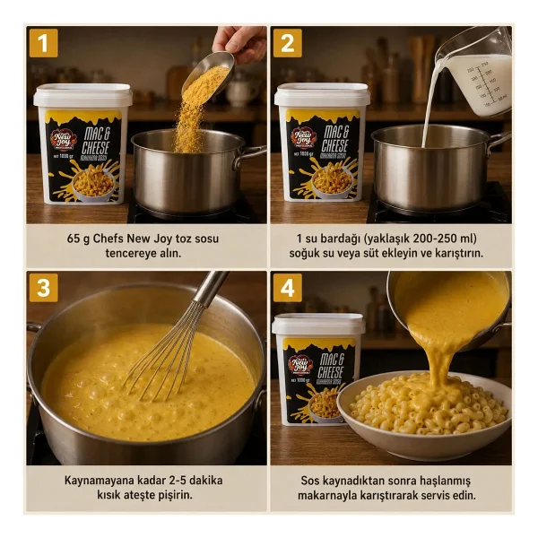 Chef's New Joy Professional 3'lü Gurme Makarna Sosu Seti - Mac Cheese + Alfredo + Pesto (3 X 1000g) - 3 Kg - Görsel 3