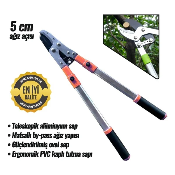 Bay-Tec Mk4562 Kalın Teleskopik Ağız 5 Cm Dal Budama Makası - Görsel 2