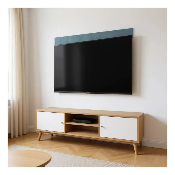 Penta TV Sehpası, Ahşap Ayaklı, Beyaz, 160 Cm - Görsel 7
