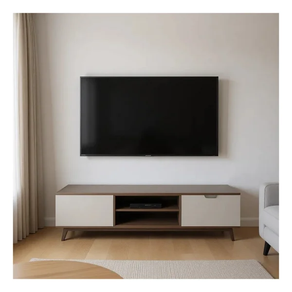Penta TV Sehpası, Ahşap Ayaklı, Beyaz, 160 Cm - Görsel 9