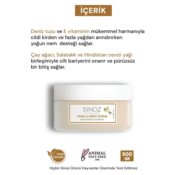 Sinoz Vanilya Arındırıcı Ve Nemlendirici 300 Gr Vücut Peelingi - Görsel 3