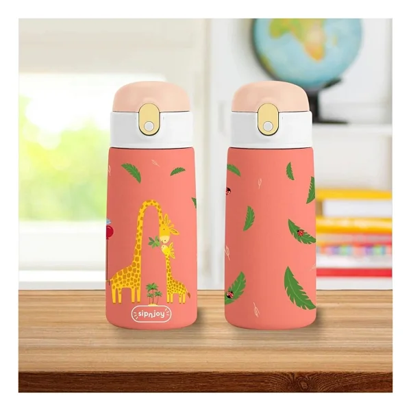 Sipnjoy - Sipsquad Çocuk Su Termosu 480 Ml - Giggle Giraffe (4 Adet) - Görsel 3