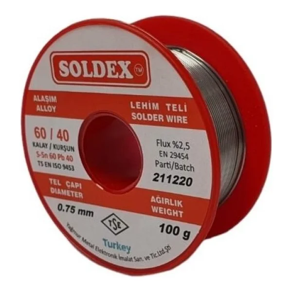 Soldex 60/40 100 Gr 0.75 Mm Lehim Teli - Görsel 2