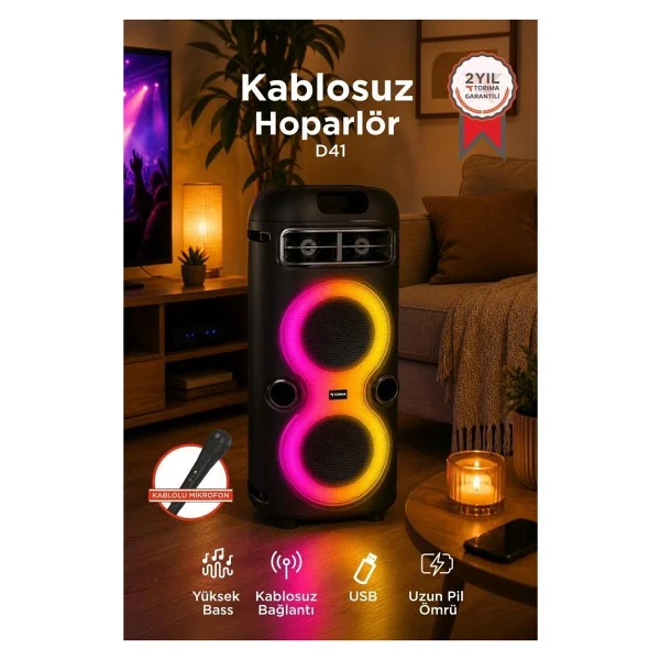 Torima D41 Mikrofonlu Bluetooth Hoparlör - Görsel 7
