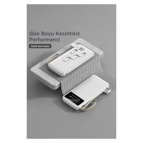 Torima 10.000 mAh Powerbank Hızlı Şarj Özellikli 4 Çıkışlı Beyaz - Görsel 4