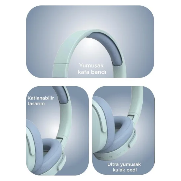 Torima P2961 Mavi Kulak Üstü Bluetooth Kulaklık - Görsel 3