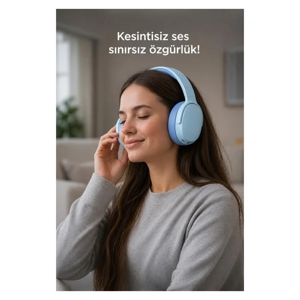 Torima P2961 Mavi Kulak Üstü Bluetooth Kulaklık - Görsel 4