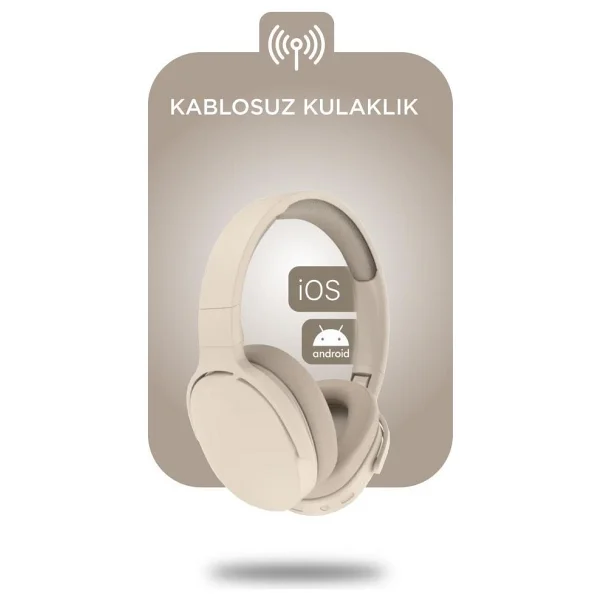 Torima P2961 Bej Kulak Üstü Bluetooth Kulaklık - Görsel 2