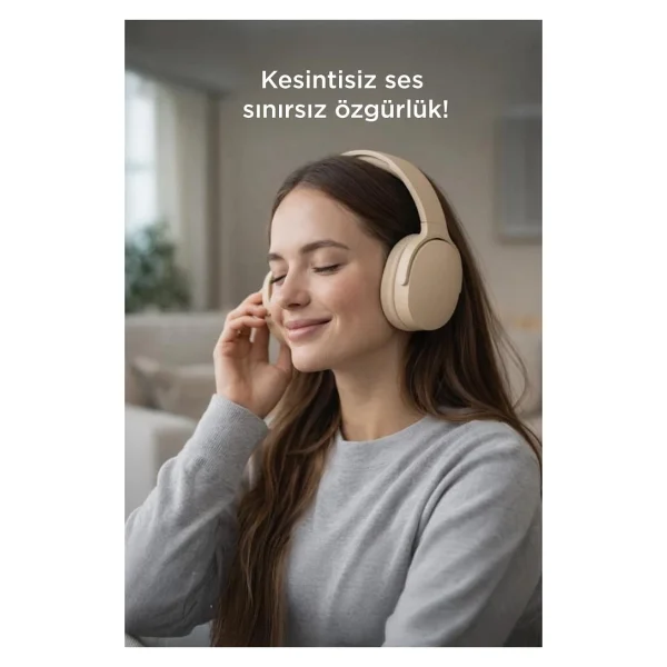 Torima P2961 Bej Kulak Üstü Bluetooth Kulaklık - Görsel 4