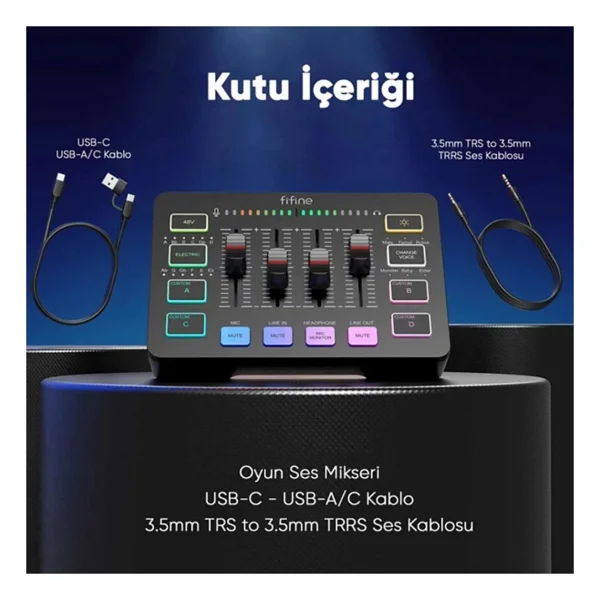 Fifine Ampligame Sc3 USB Gaming Ses Mikseri - Görsel 7