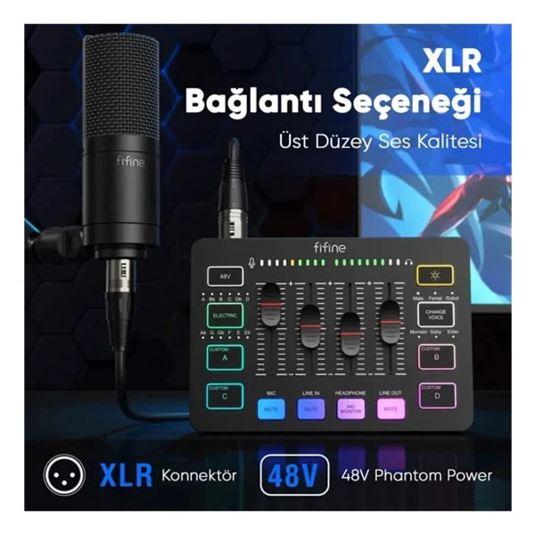 Fifine Ampligame Sc3 USB Gaming Ses Mikseri - Görsel 8