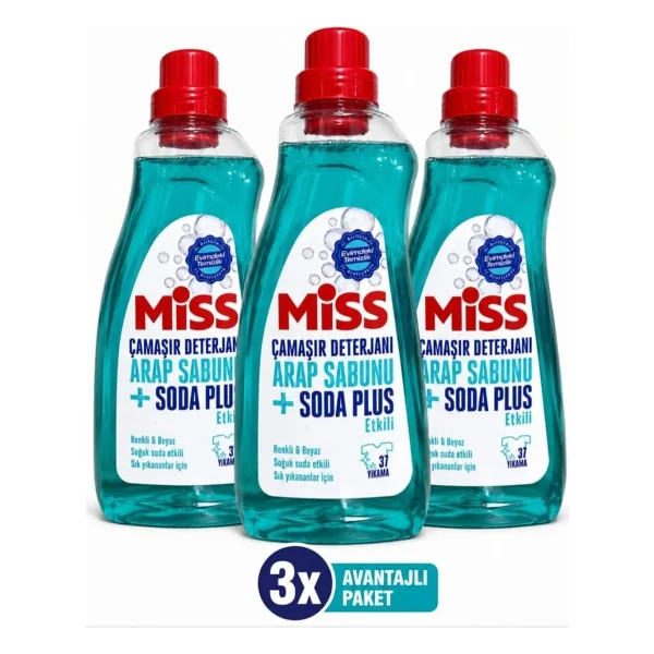 Miss Sıvı Çamaşır Deterjanı Arap Sabunu Ve Soda Etkili 1500 Ml X 3 - Görsel 2