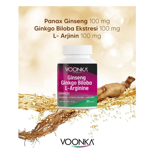 Voonka Ginseng Ginkgo Biloba L-Arginine 32 Kapsül - Görsel 4