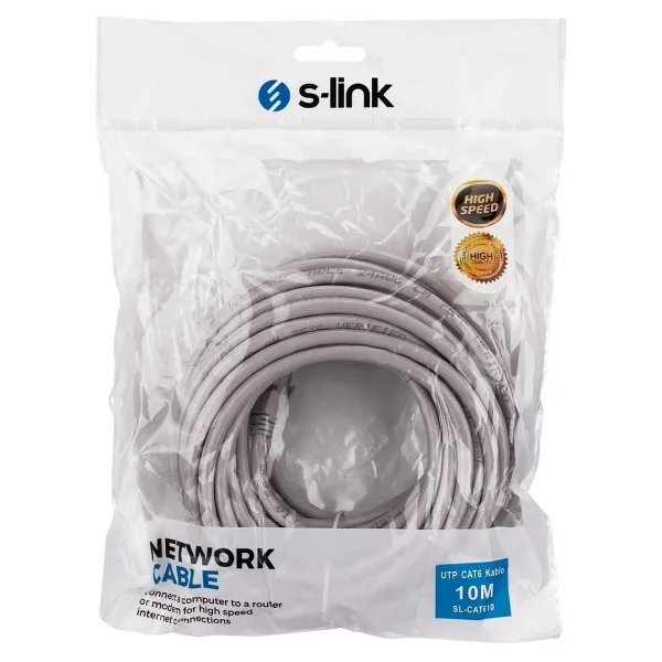 S-Link Sl-Cat610 Utp 10 M Gri Cat6 Patch Kablo - Görsel 2