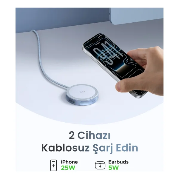 Ugreen 55959 Magsafe Kablosuz Hızlı Şarj Aleti - Görsel 5