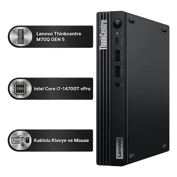 Lenovo ThinkCentre M70q Gen 5 Intel Core i7-14700T 16GB 512GB SSD Windows 11 Pro Mini Masaüstü Bilgisayar 12TESH46TX 008 - Görsel 10
