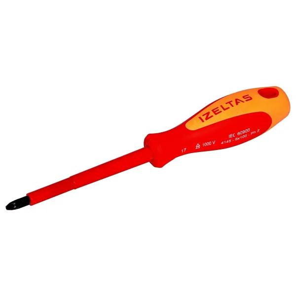 İzeltaş 4145186100 1000 V 6x100 Mm İzoleli Elektrikçi Yıldız Tornavida - Görsel 2