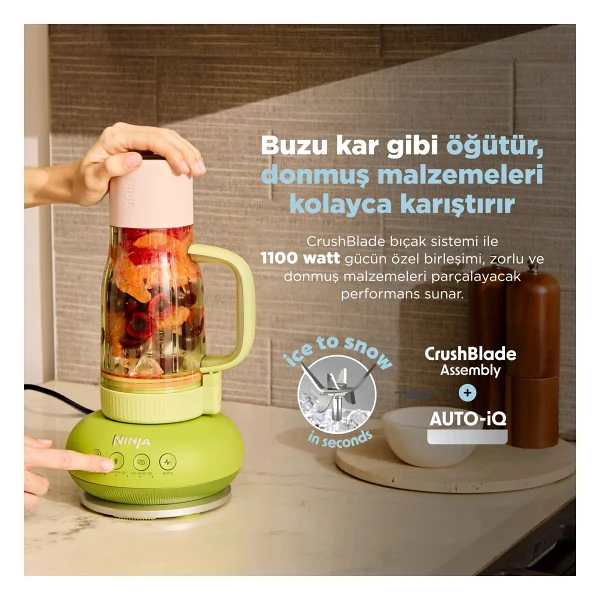 Ninja Blendboss Tumbler Blue Raspberry 1200 W Taşınabilir Smoothie Blender - Görsel 6