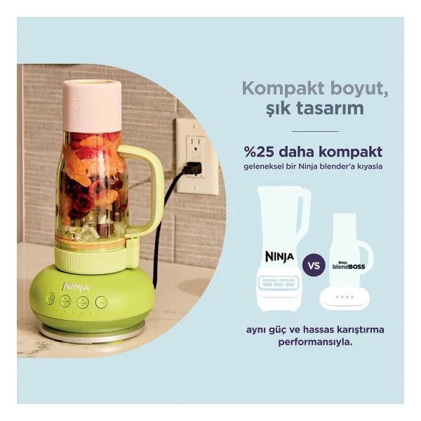 Ninja Blendboss Tumbler Blue Raspberry 1200 W Taşınabilir Smoothie Blender - Görsel 8