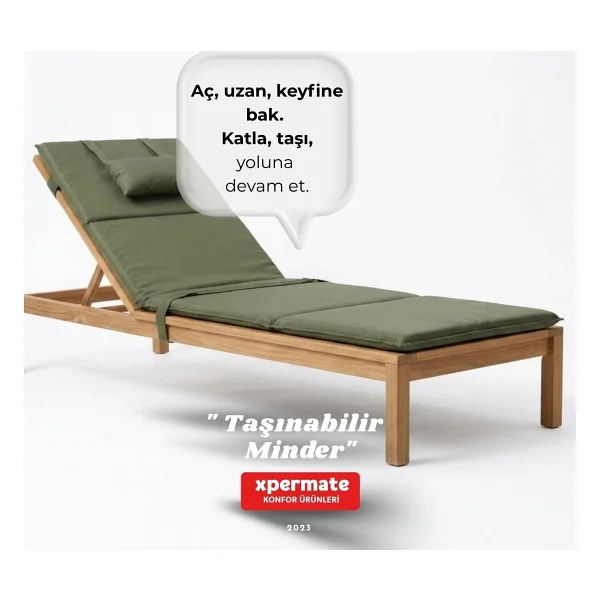 Xpermate Katlanır Kamp Matı Şezlong Minderi Taşınabilir Kamp Yatağı Su Itici Kumaş 180x60x2 - Gri - Görsel 6