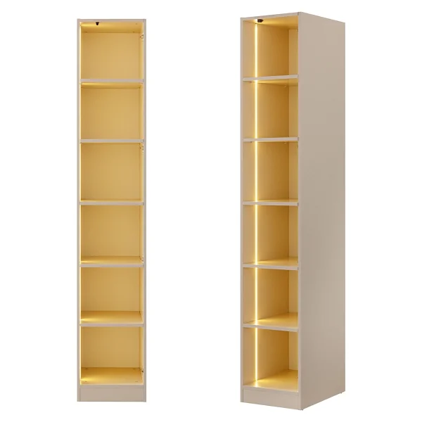Eymense Lora Camlı Gardırop %100 Mdf Makyaj Üniteli Puflu Ikili Modüler Giyinme Odası Dolabı - Bej - Görsel 5