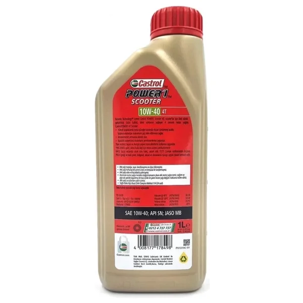Castrol Power 1 Scooter 10w/40 4t 1 Lt Motosiklet Yağı - Görsel 2