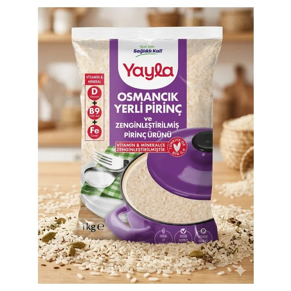 Yayla Osmancık Yerli Pirinç Ve Zenginleştirilmiş Pirinç Ürünü (D+B9+Fe) 1 Kg - Görsel 2