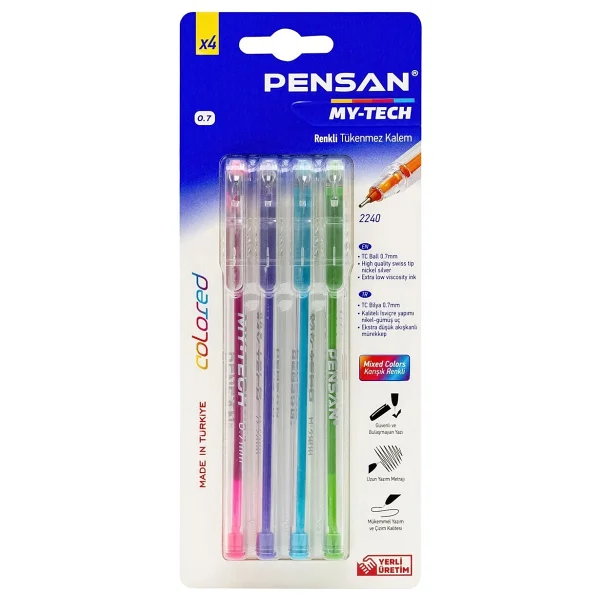 Pensan My-Tech Renkli 4'lü Tükenmez Kalem Seti - Görsel 7