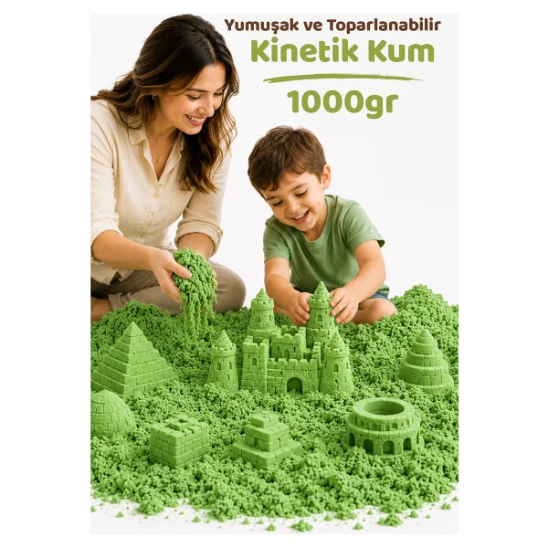 Heroes Kinetik Kum 1000 Gr Eğlenceli Ve Eğitici Oyun Hamuru Yumuşak Ve Kolay Temizlenir - Yeşil - Görsel 10