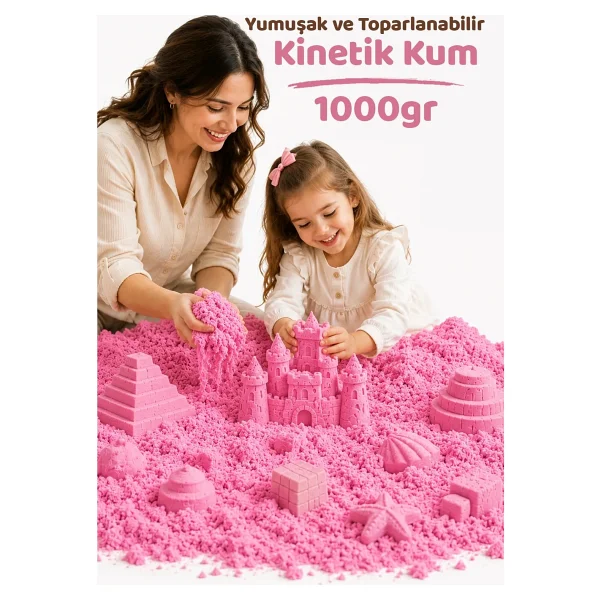 Heroes 1 Kg Kinetik Kum - Akışkan Ve Dağılmayan Eğitici Oyun Kumu Standart Paket - Pembe - Görsel 10