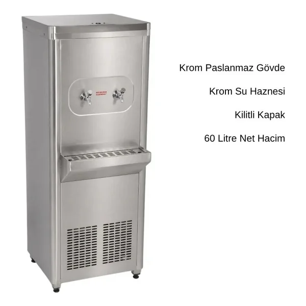 80 Litre Sanayi Tipi Komple Krom Soğuk Su Sebili - Görsel 2