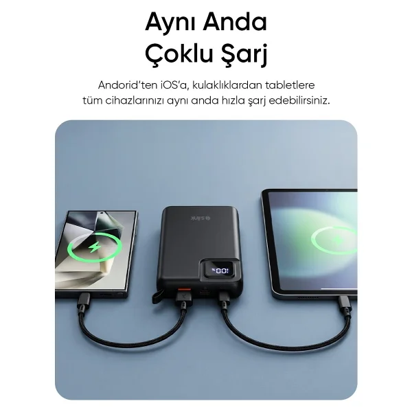 S-link M120 Siyah 10000 mAh Kablosuz Powerbank - Görsel 2