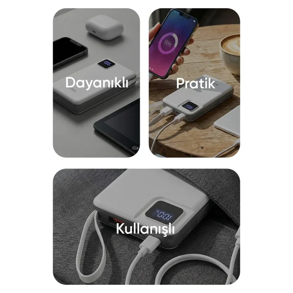 S-link M120 Beyaz 10000 mAh Kablosuz Powerbank - Görsel 7