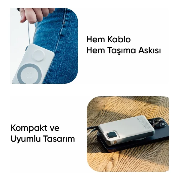 S-link M120 Beyaz 10000 mAh Kablosuz Powerbank - Görsel 5