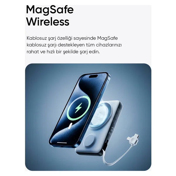 S-link M120 Beyaz 10000 mAh Kablosuz Powerbank - Görsel 3