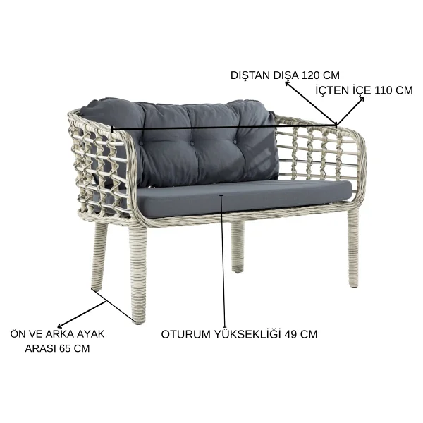 Tu Tienda Kartepe 2+1+1+Sehpa Rattan Bahçe & Balkon Takımı - Görsel 4