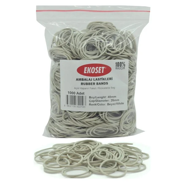 Ekoset Beyaz Paket Ambalaj Toka Para Lastiği 1000 Adet 40mm - Görsel 7