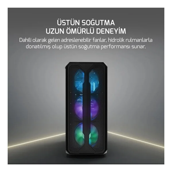 Gamepower Aura 4x120mm Siyah Fan A-RGB Şerit LED 650w 80+ Bronze Power Supply Gaming Kasa - Görsel 4