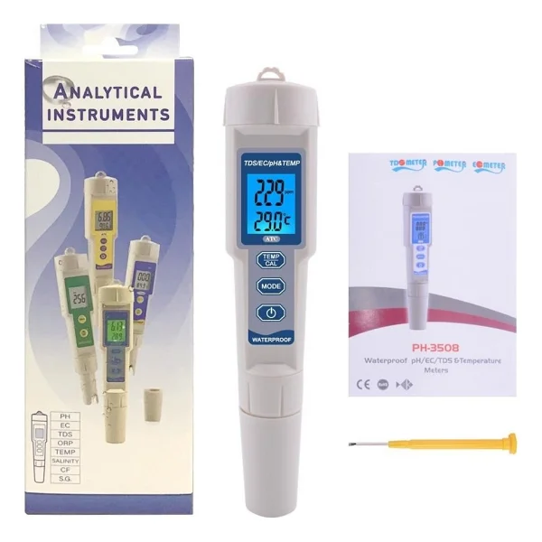 Hubstein 4 In 1 Kalem Tipi Ph Ec Tds Sıcaklık Ölçer LED Ekranlı Su Kalite Test Ölçüm Cihazı - Görsel 2