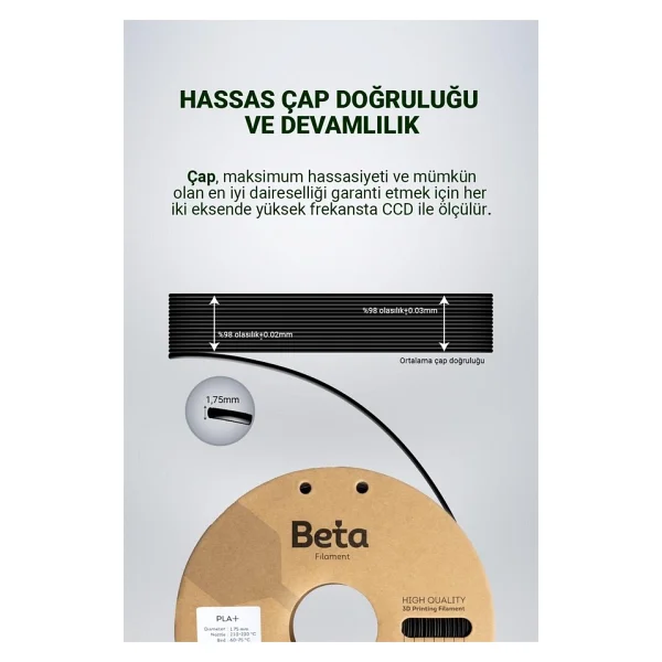 Beta Pla Plus 1.75 Mm 1 Kg Siyah Filament - Görsel 5