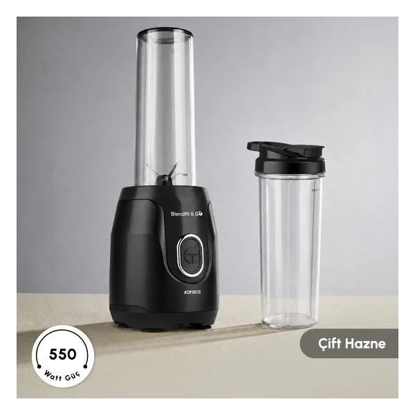 Karaca Blendfit Go Personal Çift Hazneli 550 W Siyah Kişisel Smoothie Blender - Görsel 10