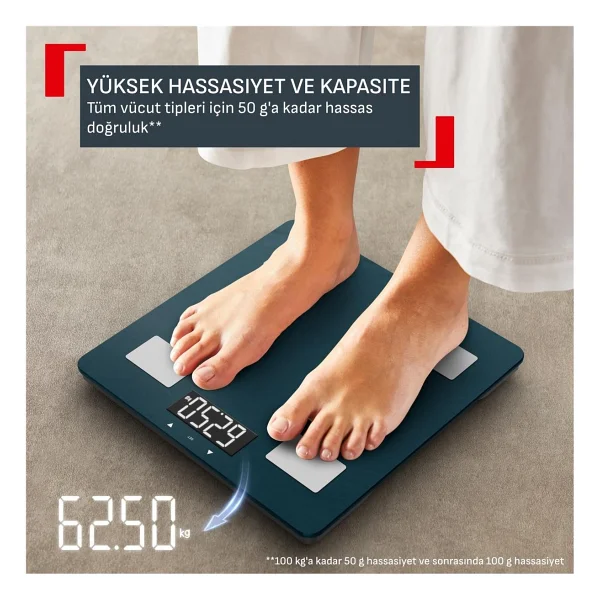 Tefal Body Up Bm2520v0 Akıllı Cam Dijital Vücut Analizli Baskül - Görsel 5