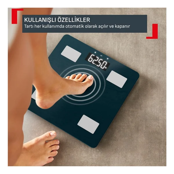 Tefal Body Up Bm2520v0 Akıllı Cam Dijital Vücut Analizli Baskül - Görsel 8