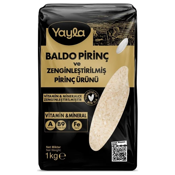 Yayla Baldo Pirinç Ve Zenginleştirilmiş Pirinç Ürünü (A+B9+Fe) 1 Kg - Görsel 4