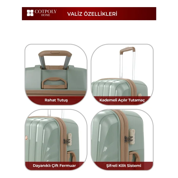 Cotpoly Troya Polipropilen Orta + Büyük Boy 2'li Valiz Seti - Görsel 7