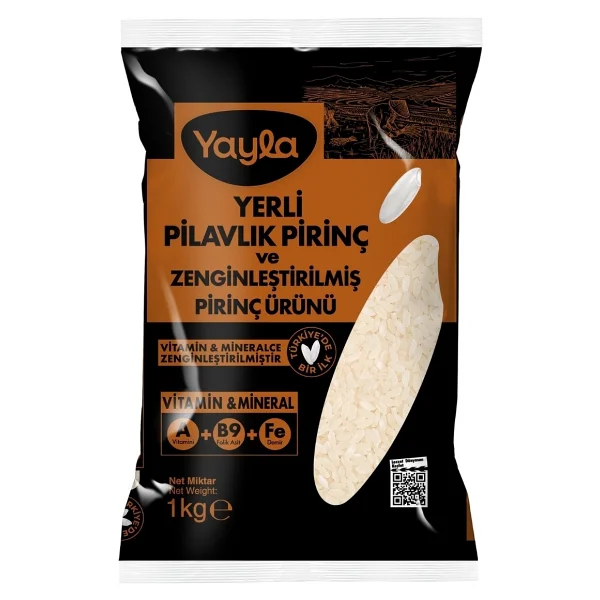 Yayla Yerli Pilavlık Pirinç Ve Zenginleştirilmiş Pirinç Ürünü (A+B9+Fe) 1 Kg - Görsel 4