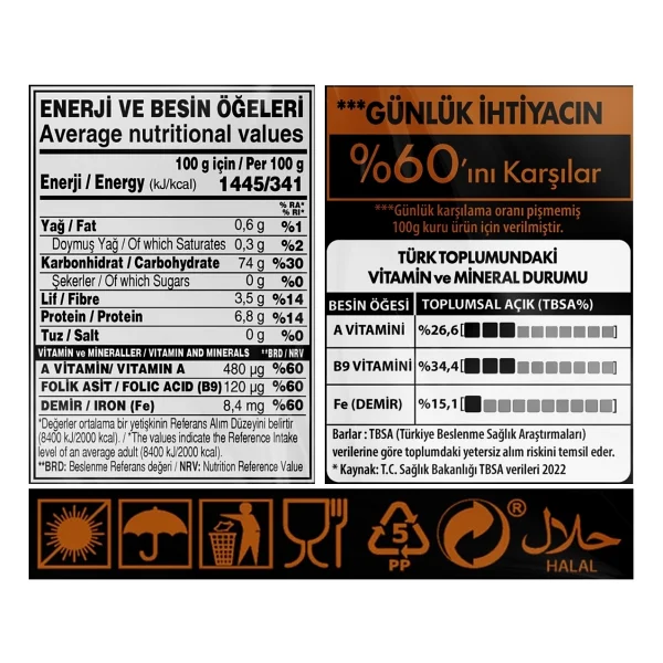 Yayla Yerli Pilavlık Pirinç Ve Zenginleştirilmiş Pirinç Ürünü (A+B9+Fe) 1 Kg - Görsel 3