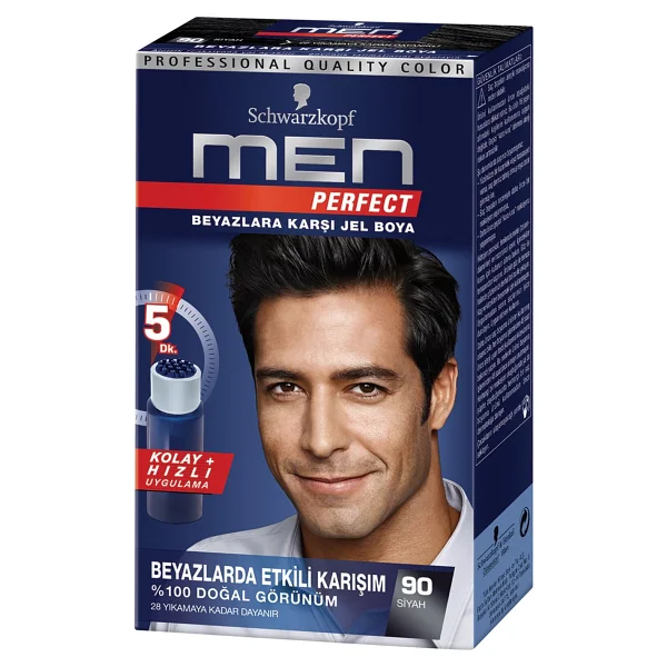 Men Perfect 90 Siyah Erkek Saç Boyası 80 Ml 3 Adet - Görsel 2