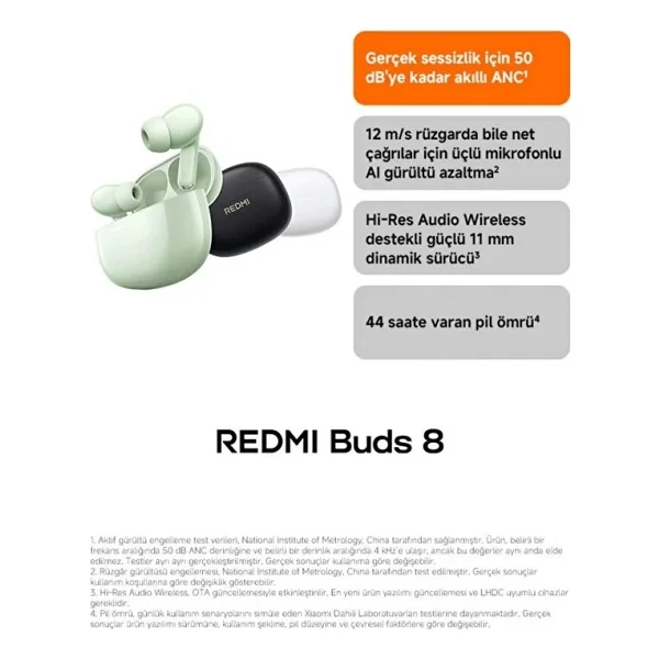 Xiaomi Redmi Buds 8 ANC TWS Beyaz Kulak İçi Bluetooth Kulaklık - Görsel 2