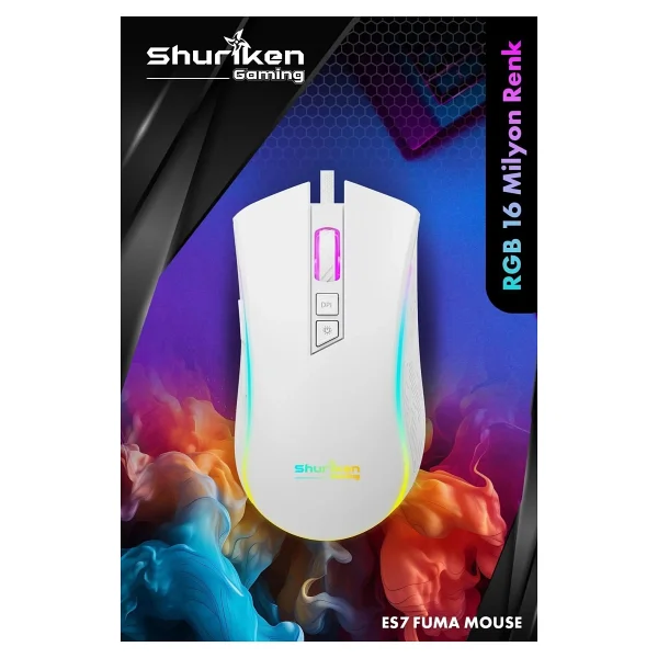 Shuriken Es7 Fuma RGB Makrolu Optik Oyuncu Mouse - Görsel 6